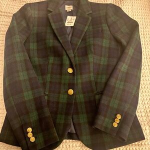 J. Crew Navy and Green Plaid Blazer